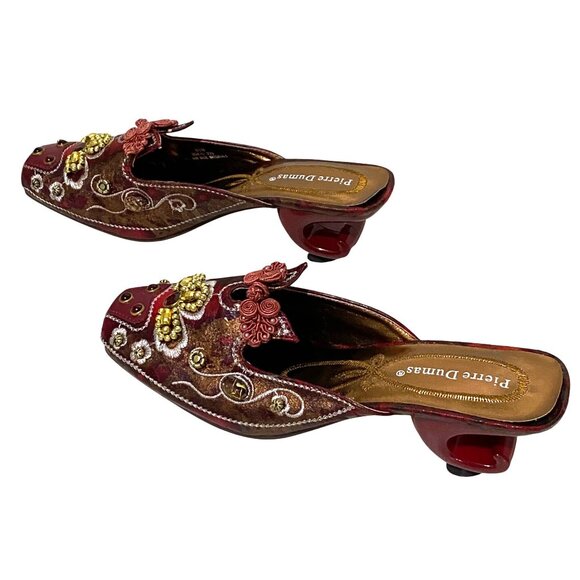 Pierre Dumas Marie Mule 8.5 Red Eastern Asian Exotic Theater Cosplay Embellished - Picture 3 of 10